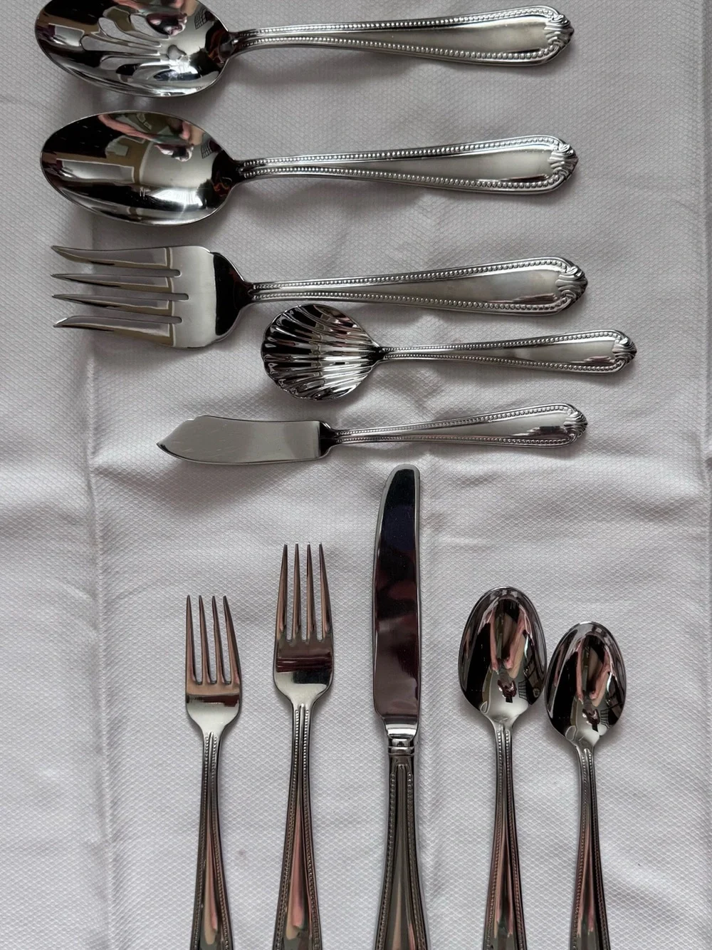 Lenox Silver “Bead” pattern 18/10 Stainless Flatware Set